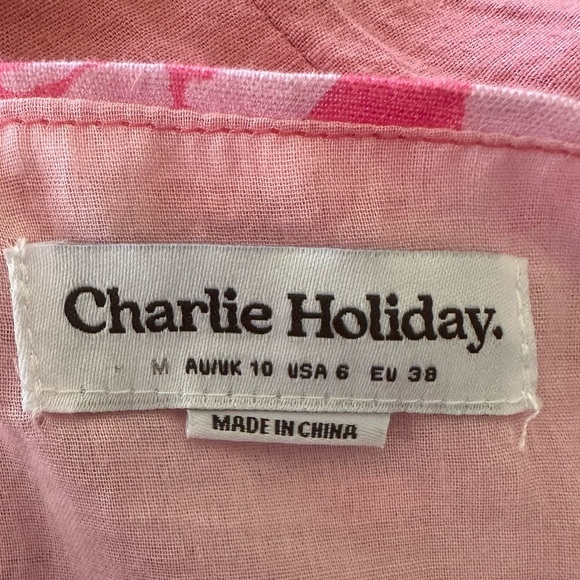Charlie Holiday Women's Pink Linen Blend Madonna Mini Dress - Picture 4 of 10